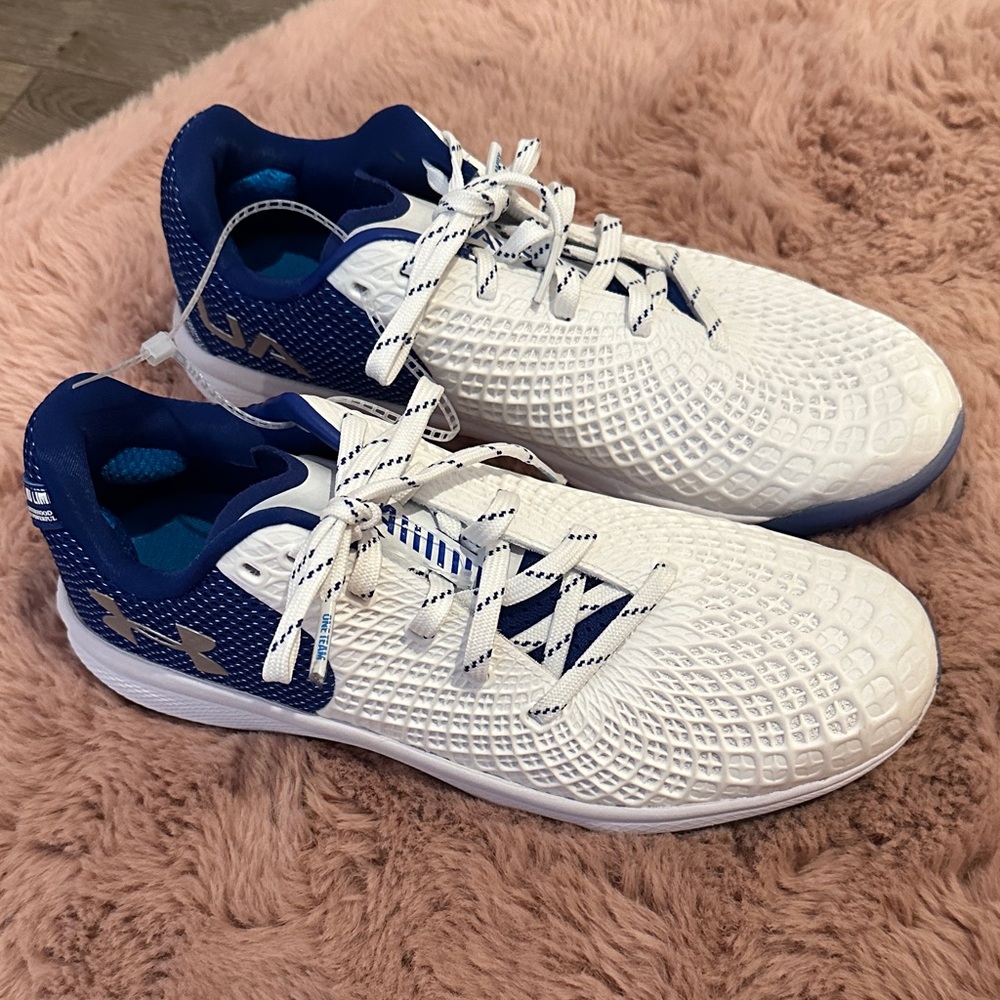 Under Armour White and Blue Cleats